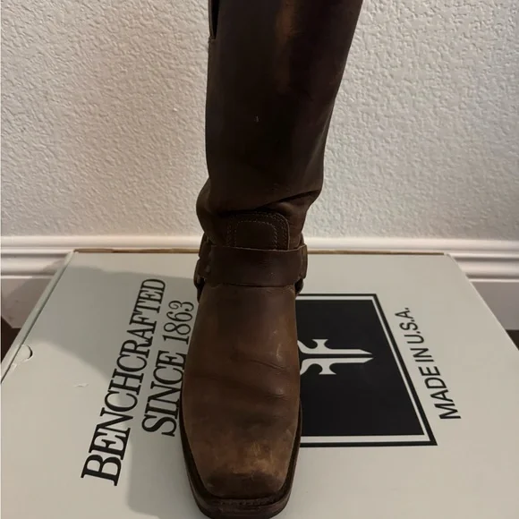 Tan Frye Harness Leather Boots - Picture 8 of 14